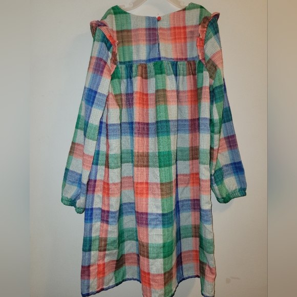 💙 Vintage Gymboree Blue Green Plaid Long Nightgown Girls 7 8 Nightie Sleepwear - Picture 3 of 11